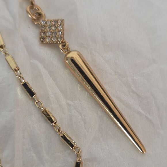 Stella & Dot Bianca Lariet Necklace Gold Tone Pave Crystals 28 in. - Picture 4 of 7